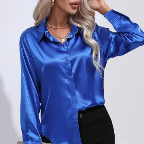 Satin Shirt Women Long Sleeve